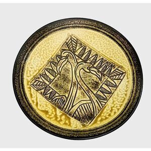 Signed 2008 Pottery Boys Handcrafted Flamingo Bird Pattern Artisan Bowl Plate